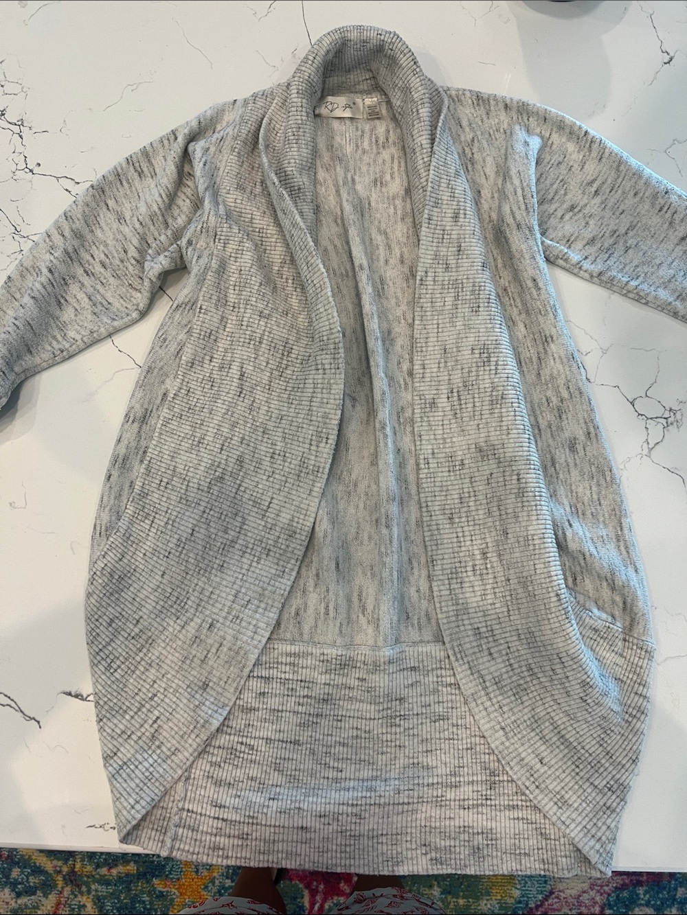 RD Style Open-Front Cardigan Sweater in Heather Gray